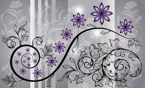 Fotótapéta Absztrakt Virágok Lila Ezüst Elegancia Spirál 416x254 +ragasztó