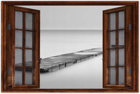 Poszter 60x40 Híd Tenger Fekete-fehér