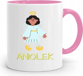 Rózsaszín Bögre Gyerekeknek Lányoknak Kis Angyalka +név fényképes nyomtatással