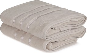 Dolce világosbarna mikropamut fürdőlepedő szett, 2 db, 70x140 cm