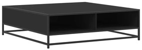 fekete szerelt fa és fém dohányzóasztal 100 x 100 x 30 cm