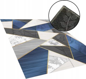 Nappali Szőnyeg 160x220CM Kék Fekete Csúszásgátló Geometrikus Minta