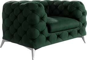 Sötétzöld bársony fotel Chelsea – Ropez