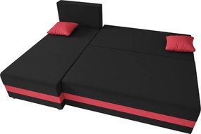 Kihajtható kétoldalas L-alakú kanapé VALERIO SLIM 200x140 cm, sötétszürke/antracit + 2 párnák INGYENESEN