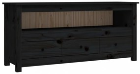 fekete tömör fenyőfa TV-szekrény 114 x 35 x 52 cm