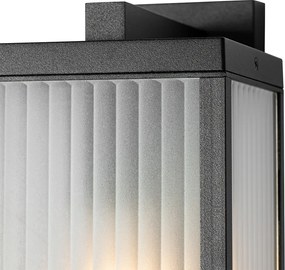 Kültéri fali lámpa fekete bordázott üveggel és mozgásérzékelővel - Charlois