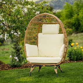 Rattan fotel, természetes/fekete/bézs, KARMEN