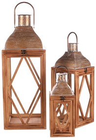 Gineta fa lámpás szett 3 db, barna