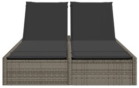 Szürke polyrattan dupla napozóágy párnával