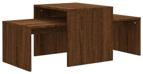 Barna tölgyszínű szerelt fa dohányzóasztalszett 100x48x40 cm