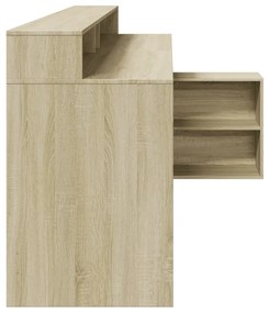 sonoma tölgy színű szerelt fa íróasztal LED-ekkel 200x104x91 cm