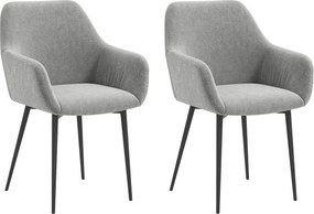 HOMCOM 2 db Kárpitozott Északi Stílusú Étkezőszék, Konyhai Szék Kárpittal, Karfás Fotel Acél Lábakkal, 54x57x80 cm, Sötétszürke | Aosom