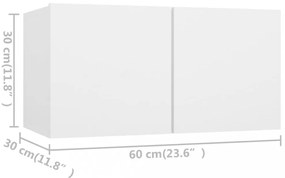 4 db fehér szerelt fa TV-szekrény 60 x 30 x 30 cm