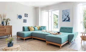 Türkiz kinyitható sarokkanapé (bal oldali-U alakú) Dazzling Daisy – Miuform