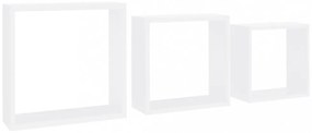3 db fehér MDF fali kockapolc