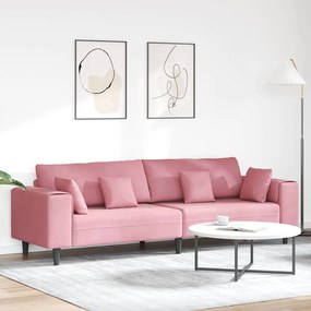 Bársony Kanapé párnával Rózsaszín 209 cm Bársony