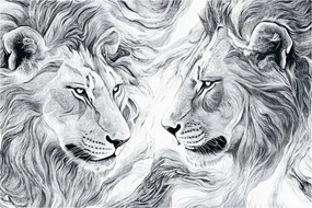 Kép - Rajzolt oroszlánfejek (90x60 cm)