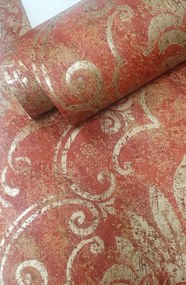 Vinyl tapéta flizelin dörzsölt arany dísz bordó-barna As