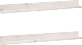vidaXL 2 db fehér tömör fenyőfa falipolc 110 x 11 x 9 cm