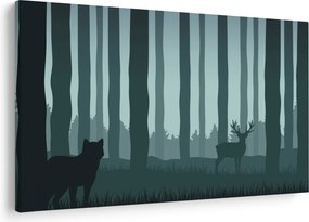 Kép - Szarvas farkassal a sziklák között (90x60 cm)