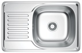 Erga HD, 1 rekeszes acél mosogató 660x420x160 mm, sima, szálcsiszolt szatén felület, ERG-MLS-HD6642