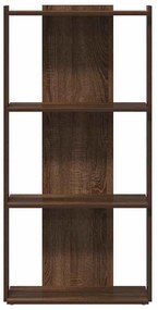 3 szintes barna tölgy színű szerelt fa könyvespolc 60x30x120 cm