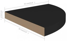 4 db fekete MDF lebegő sarokpolc 35 x 35 x 3,8 cm