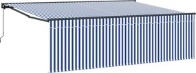 vidaXL Behúzható napellenző Kék és Fehér 400 × 300 cm