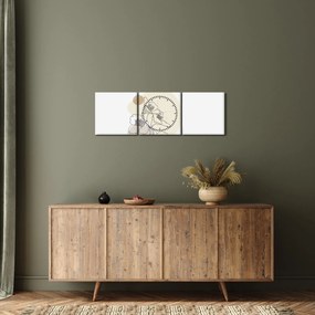 Kép - Bézs virágok pillangóval N⁰4 (órával) (90x30 cm)