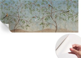 Divatos öntapadós fali tapéta Madarak a fákon 250x104 cm