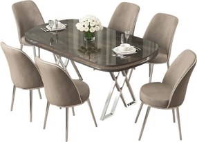 Lai étkezőgarnitúra, antracit-króm, 168 cm – TR240CHR2376