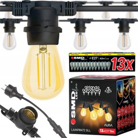 Kerti fĂ©nyfĂŒzĂ©r 10m 13X Led izzĂł E27 vĂzĂĄllĂł kĂĄbel