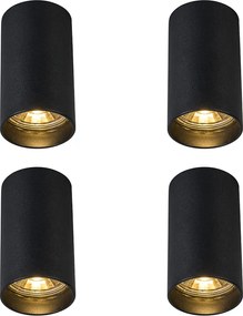 4 darabos modern, felületre szerelhető spotlámpa szett fekete 5,5 cm GU10 50 mm - Tuba