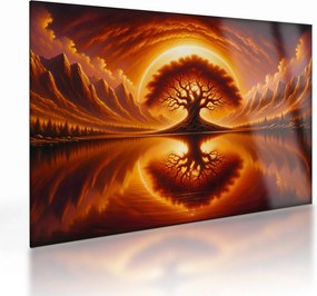 Üveg kép – Fa a véres napban (70x50 cm)