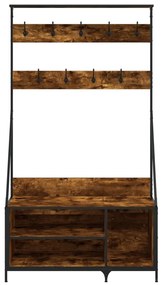 füstös tölgy színű ruhafogas cipőpolccal 100x41x184 cm