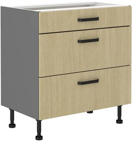 Alsó konyhaszekrény Scarmi 80 D 3S BB (Antracit + Herringbone scandi). 1049774