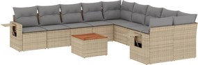 vidaXL 11 részes bézs polyrattan kerti ülőgarnitúra párnákkal