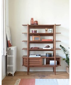 Carolin könyvespolc diófa dekorral, 130 x 169 cm - Kave Home