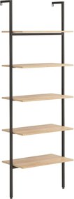vidaXL 5 szintes világosbarna és fekete létrapolc 64 x 35 x 185 cm