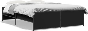vidaXL fekete szerelt fa és fém ágykeret 140x190 cm