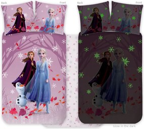 Disney Jégvarázs Purple sötétben világító gyerek, ovis ágyneműhuzat 100x135cm, 40x60cm