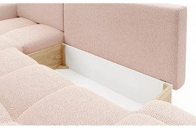 Ággyá nyitható kárpitozott sarokülőgarnitúra L alakban, tárolóhellyel ALMADA balos rózsaszín