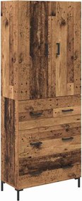 vidaXL Magasfiú Falra szerelhető Öreg fa 69,5 x 34 x 180 cm Faanyag