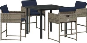 vidaXL Kert étkező szett párnával 5 pcs Szürke polirattan