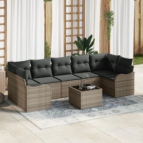 8 Darabos Kert Szófa Szett Párnákkal Szürke Poli Rattan, 2-Fős Kert Szófa Párnákkal Szürke Poli Rattan