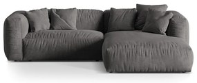 Szürke bársony moduláris sarokkanapé (jobb oldali-heverő résszel) Martina – Micadoni