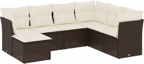 vidaXL 7 részes barna polyrattan kerti ülőgarnitúra párnákkal