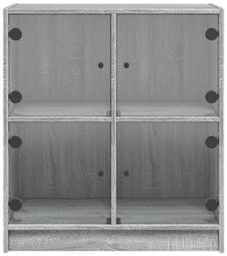 szürke sonoma színű kisszekrény üvegajtókkal 68 x 37 x 75,5 cm