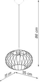 Sollux SL.1185 - Csillár zsinóron TSUNO 1xE27/15W/230V fekete