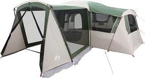 vidaXL Családi sátor 20 fős tetővel Zöld és Fehér 745 x 700 x 217 cm